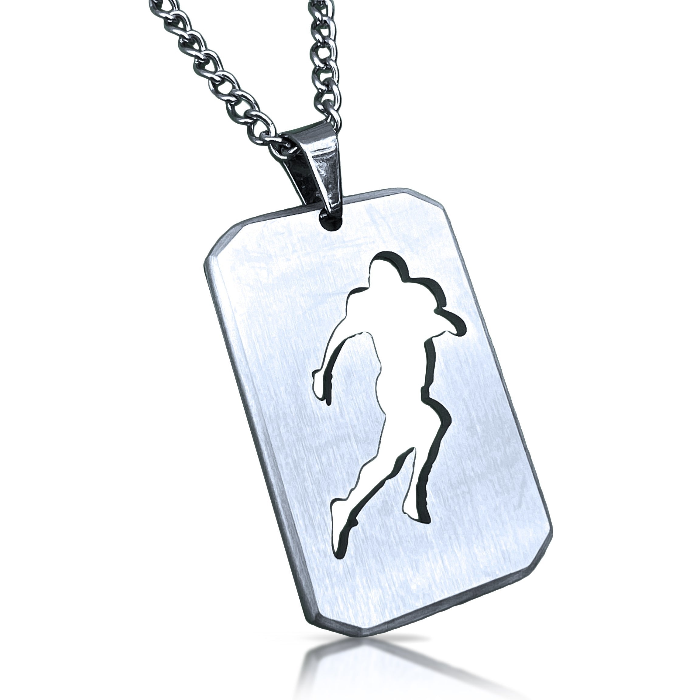 Football Cut Out Pendant Necklace - Stainless Steel