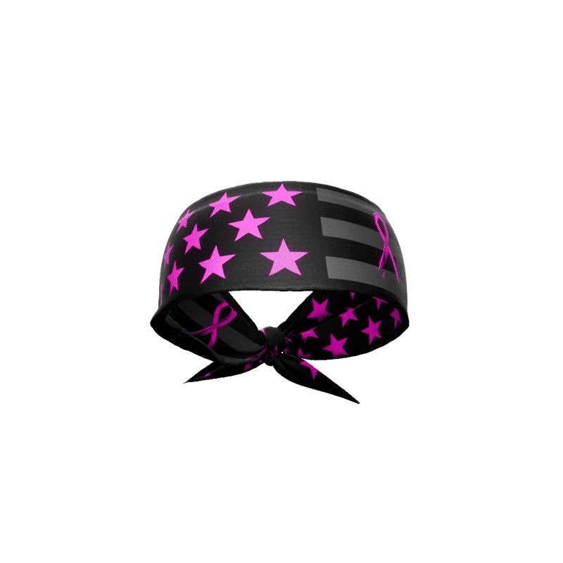 Shadow USA Flag - Breast Cancer Awareness Tie Headband