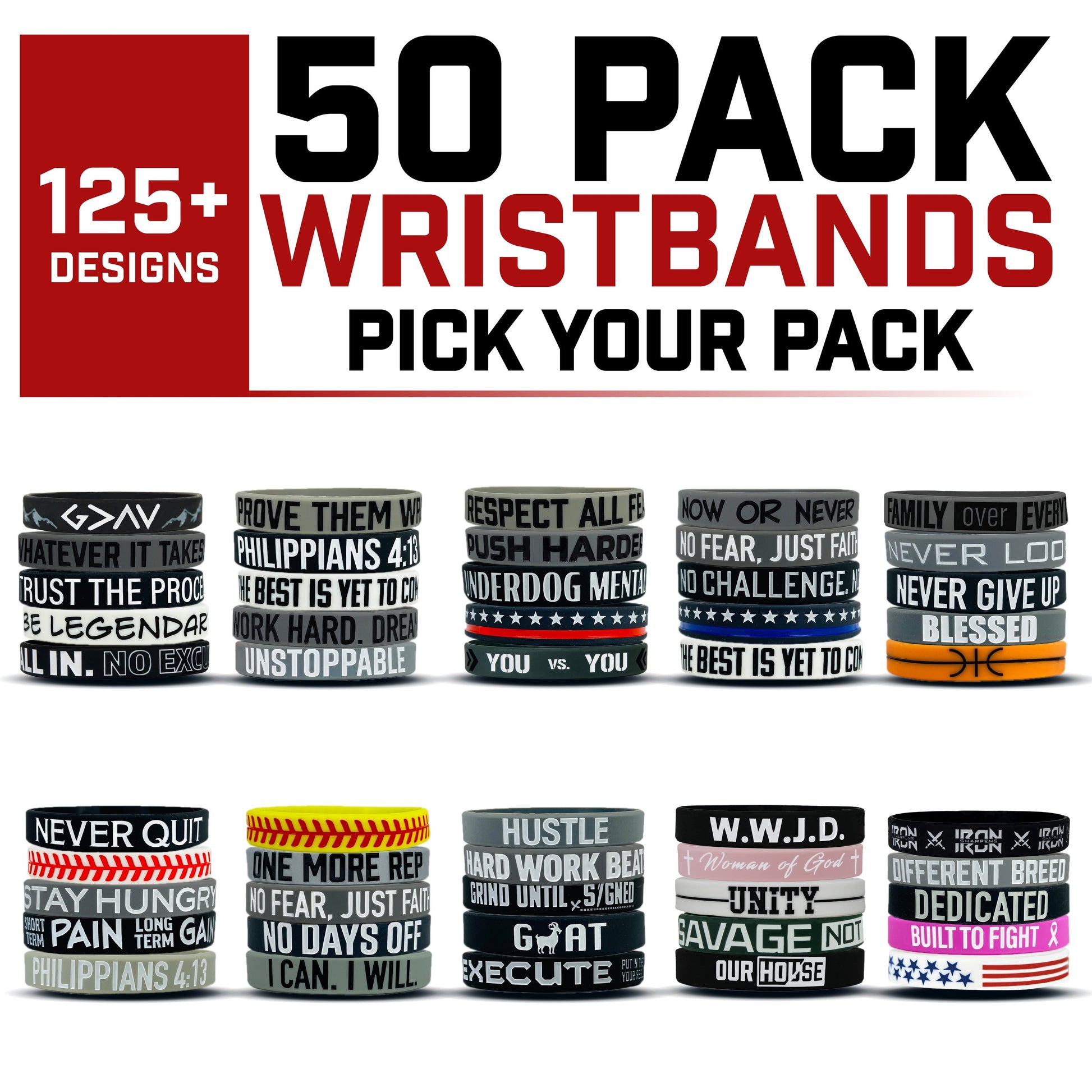 50 Pack Wristbands | Pick Your Pack