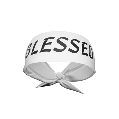 White BLESSED Tie Headband