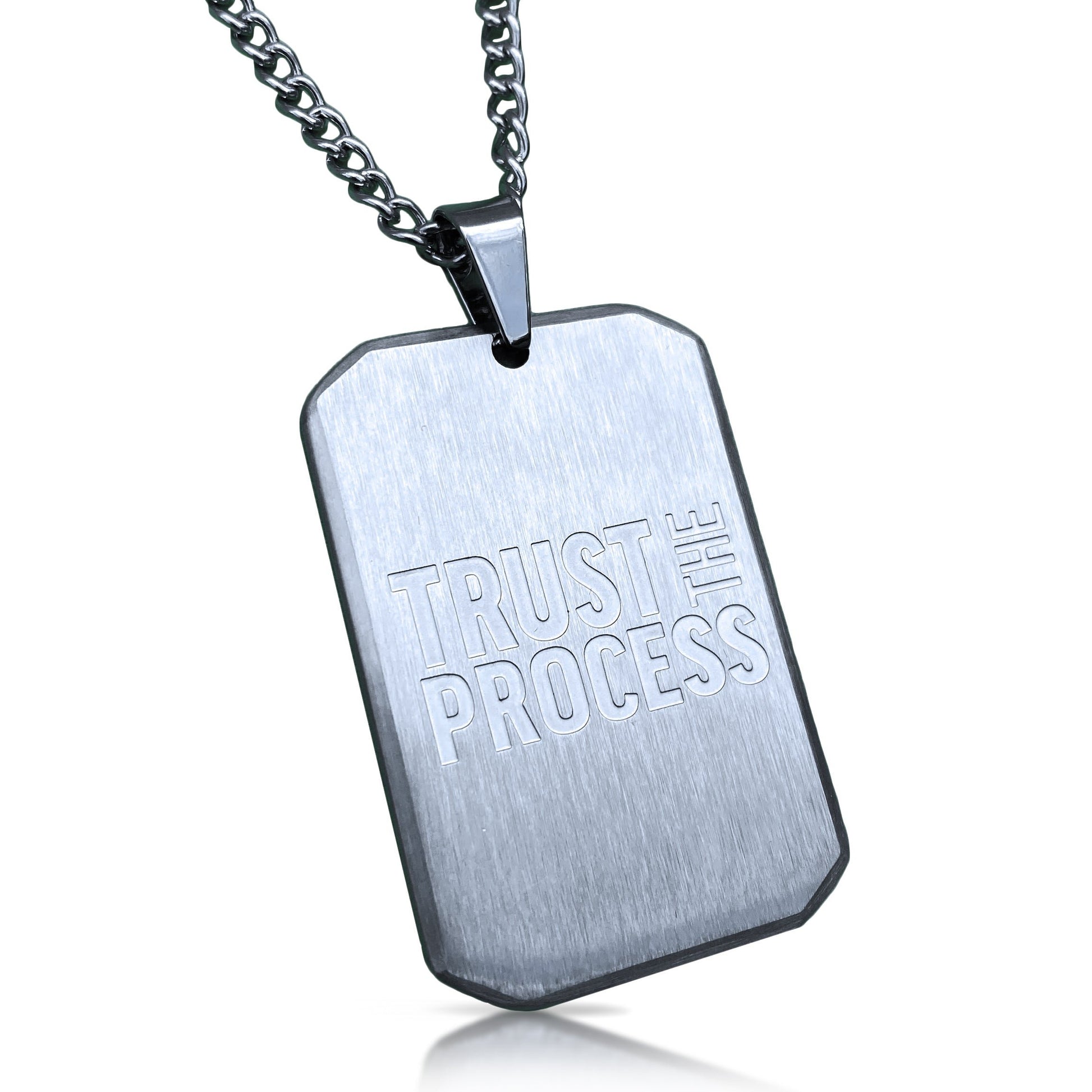 Trust The Process Pendant With Chain Necklace - Stainless Steel