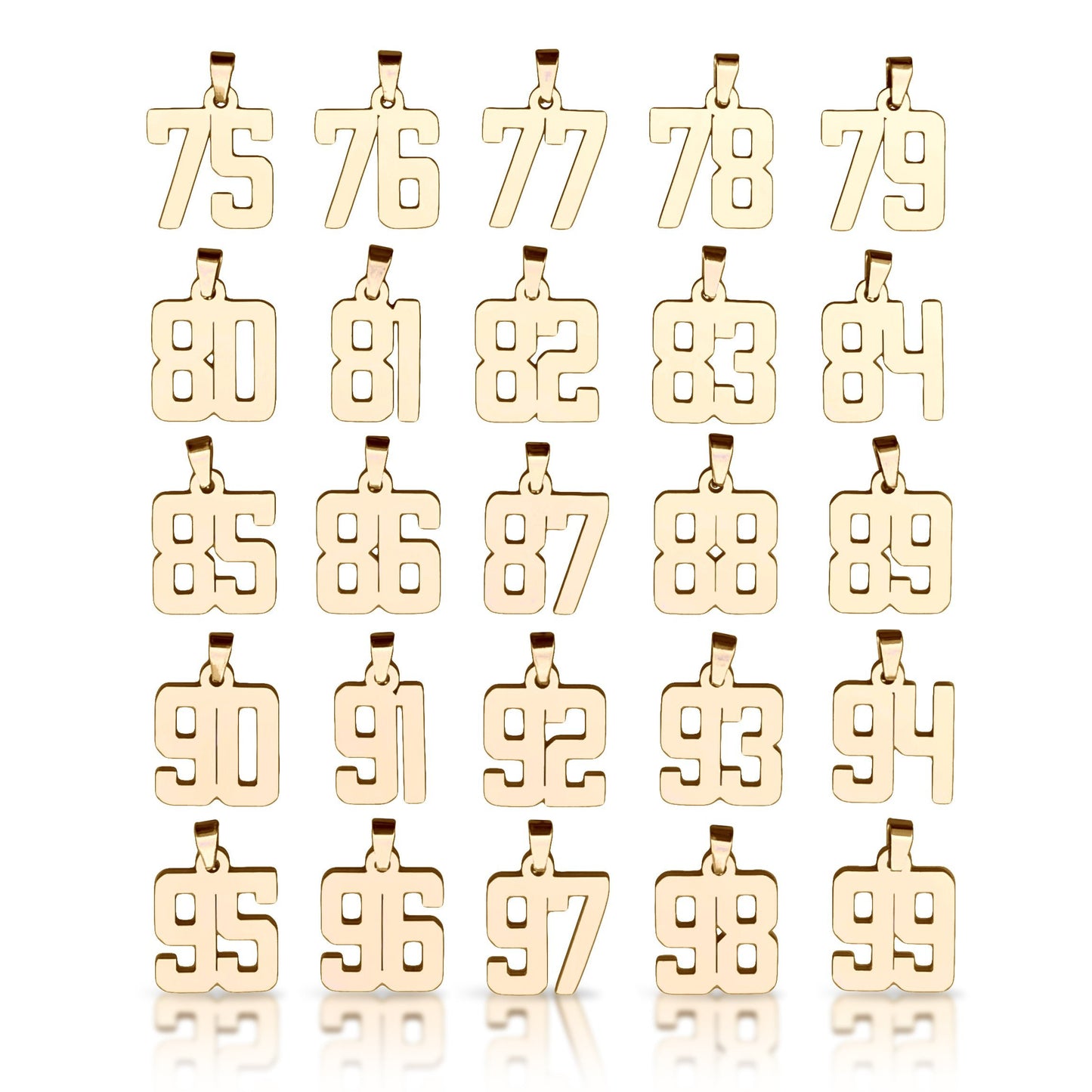 Number Pendants (Pendant Only) - 14K Gold Plated Stainless Steel