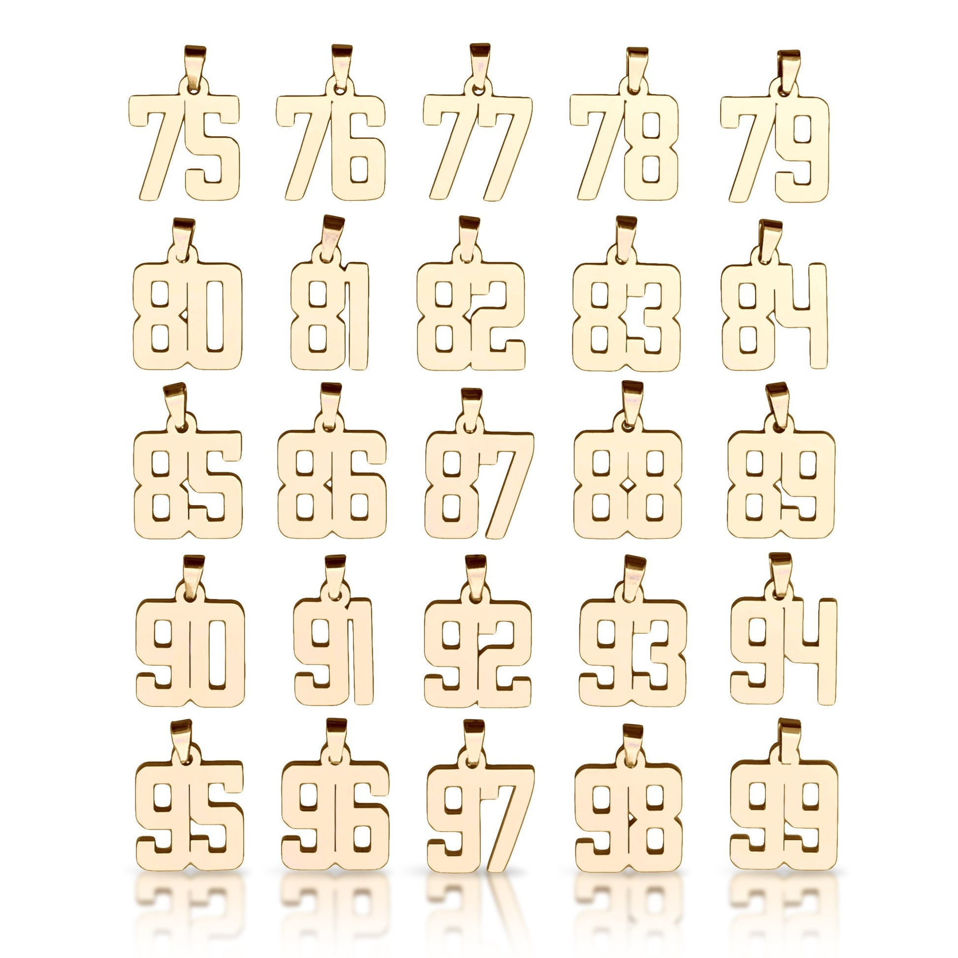 Number Pendants (Pendant Only) - 14K Gold Plated Stainless Steel