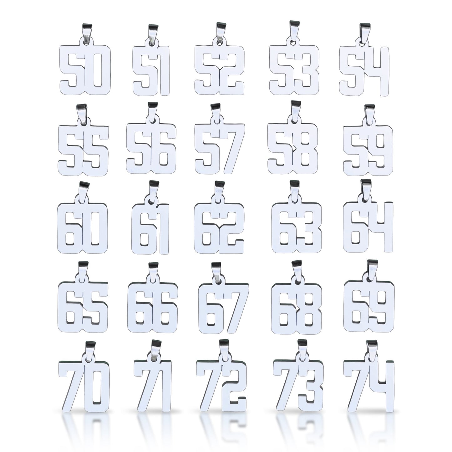 Number Pendants (Pendant Only) - Stainless Steel