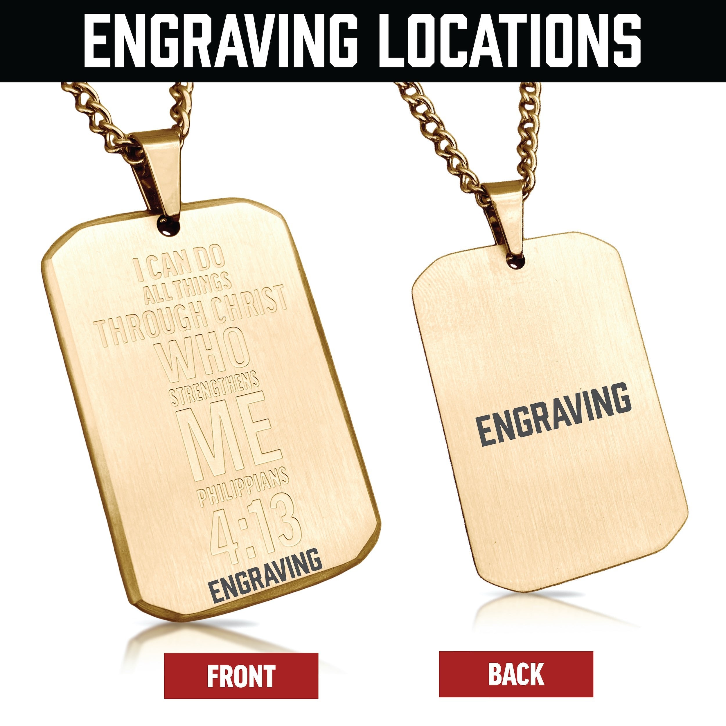 Philippians 4:13 Pendant Necklace - 14K Gold Plated Stainless Steel