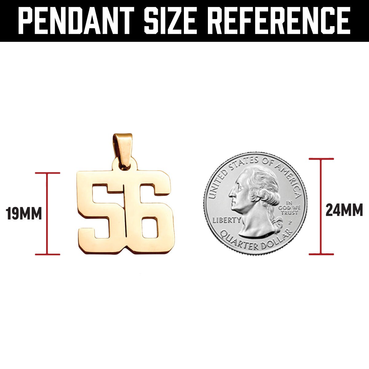00-09 Custom Number Pendant Necklace - 14K Gold Plated Stainless Steel