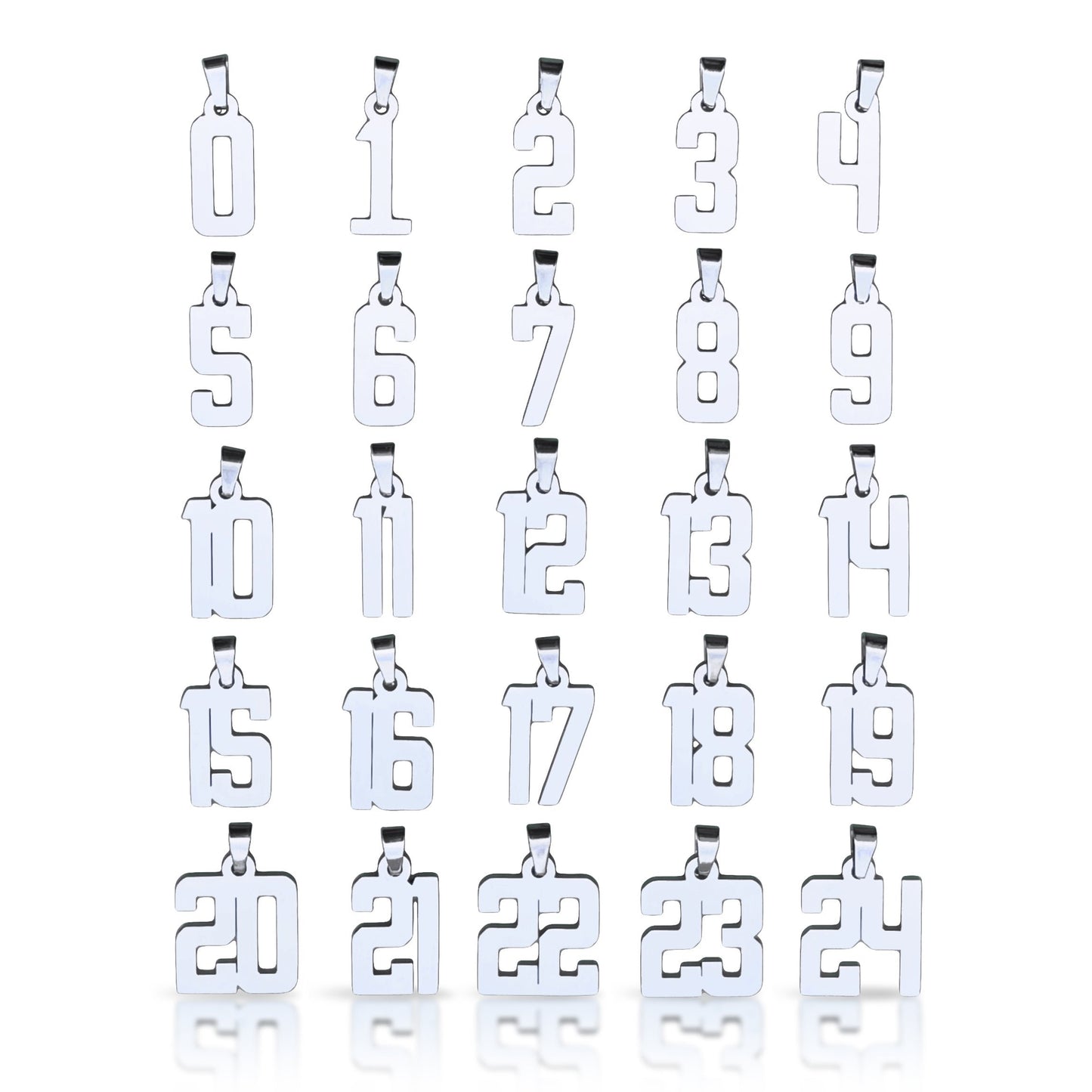 Number Pendants (Pendant Only) - Stainless Steel