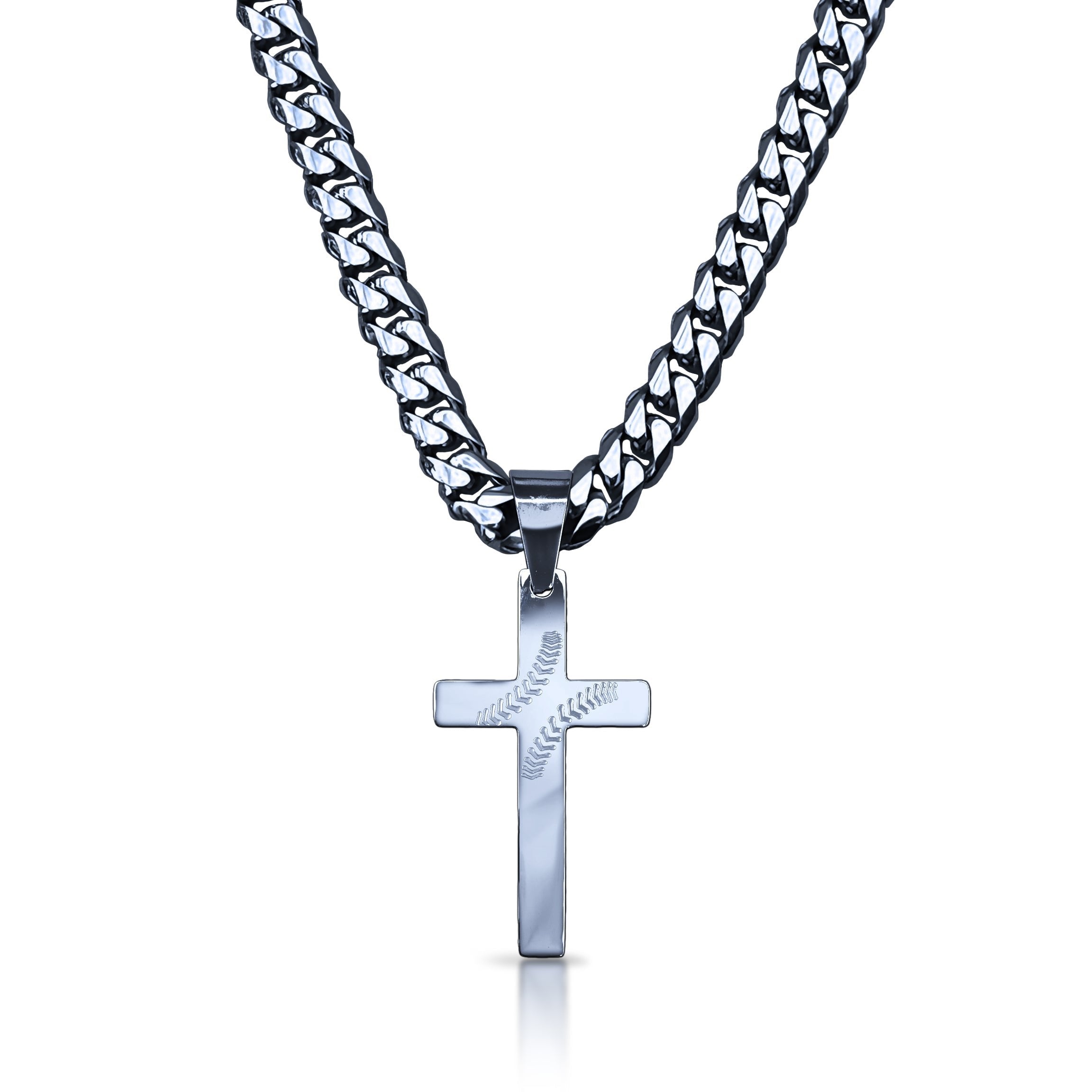 Pro Baseball Cross Pendant Necklace - Stainless Steel