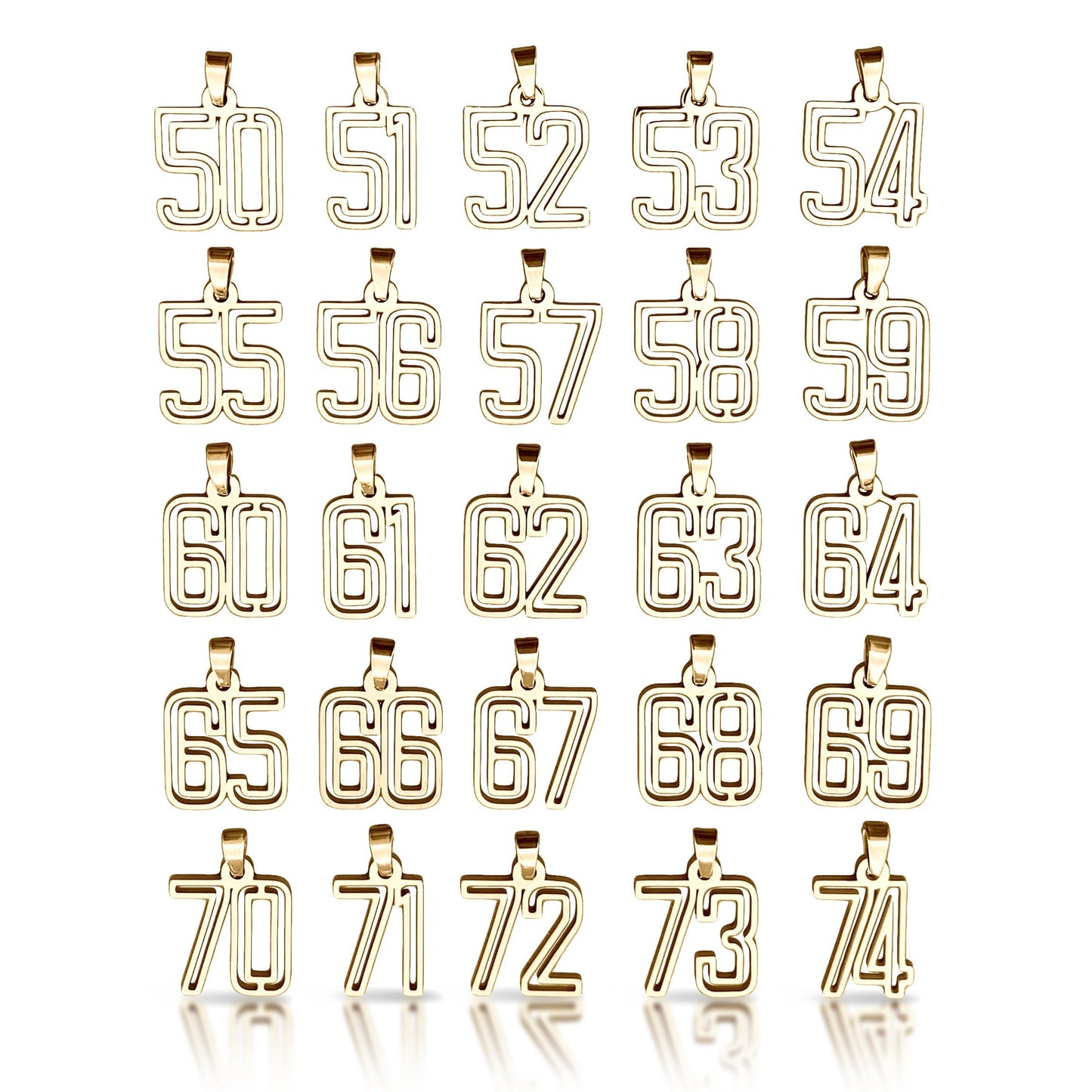 Varsity Number Pendant With Chain Necklace - 14K Gold Plated Stainless Steel