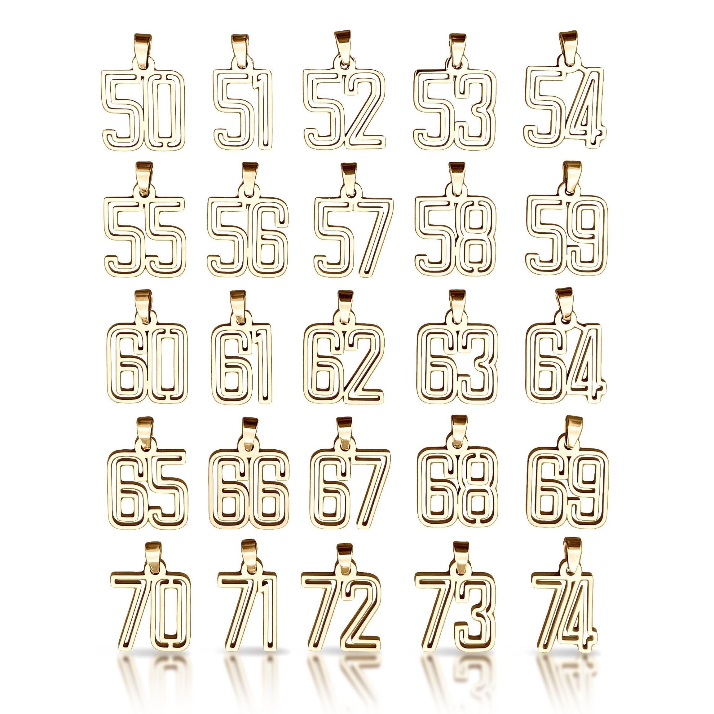 Varsity Number Pendant Necklace - 14K Gold Plated Stainless Steel