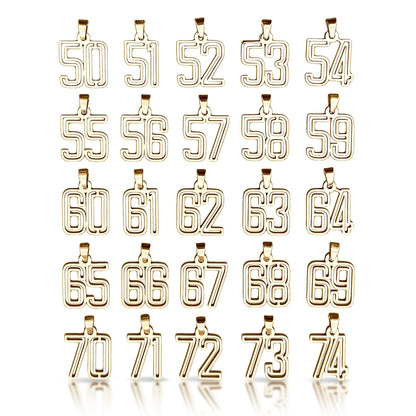 Varsity Number Pendant With Chain Necklace - 14K Gold Plated Stainless Steel