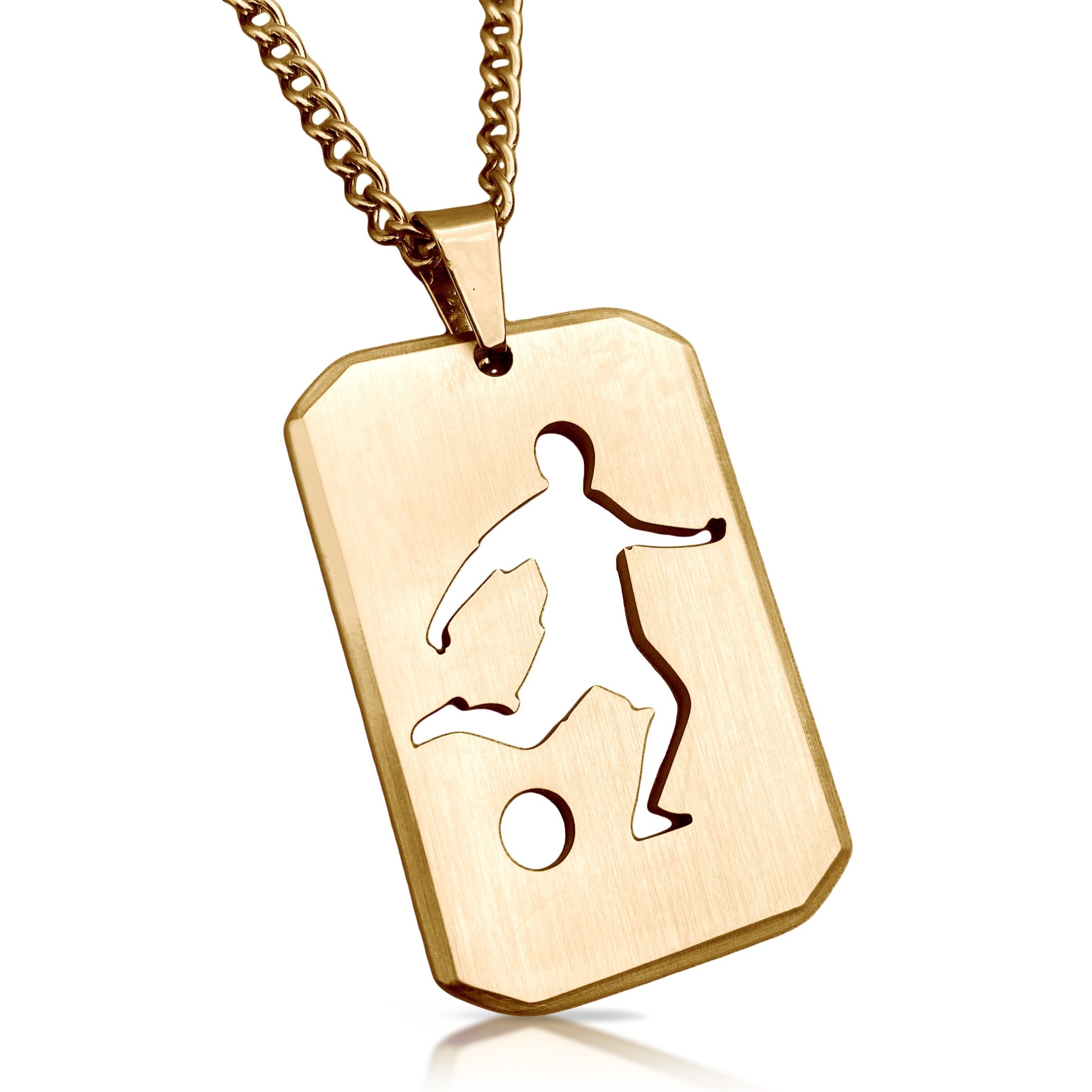 Soccer Cut Out Pendant Necklace - 14K Gold Plated Stainless Steel