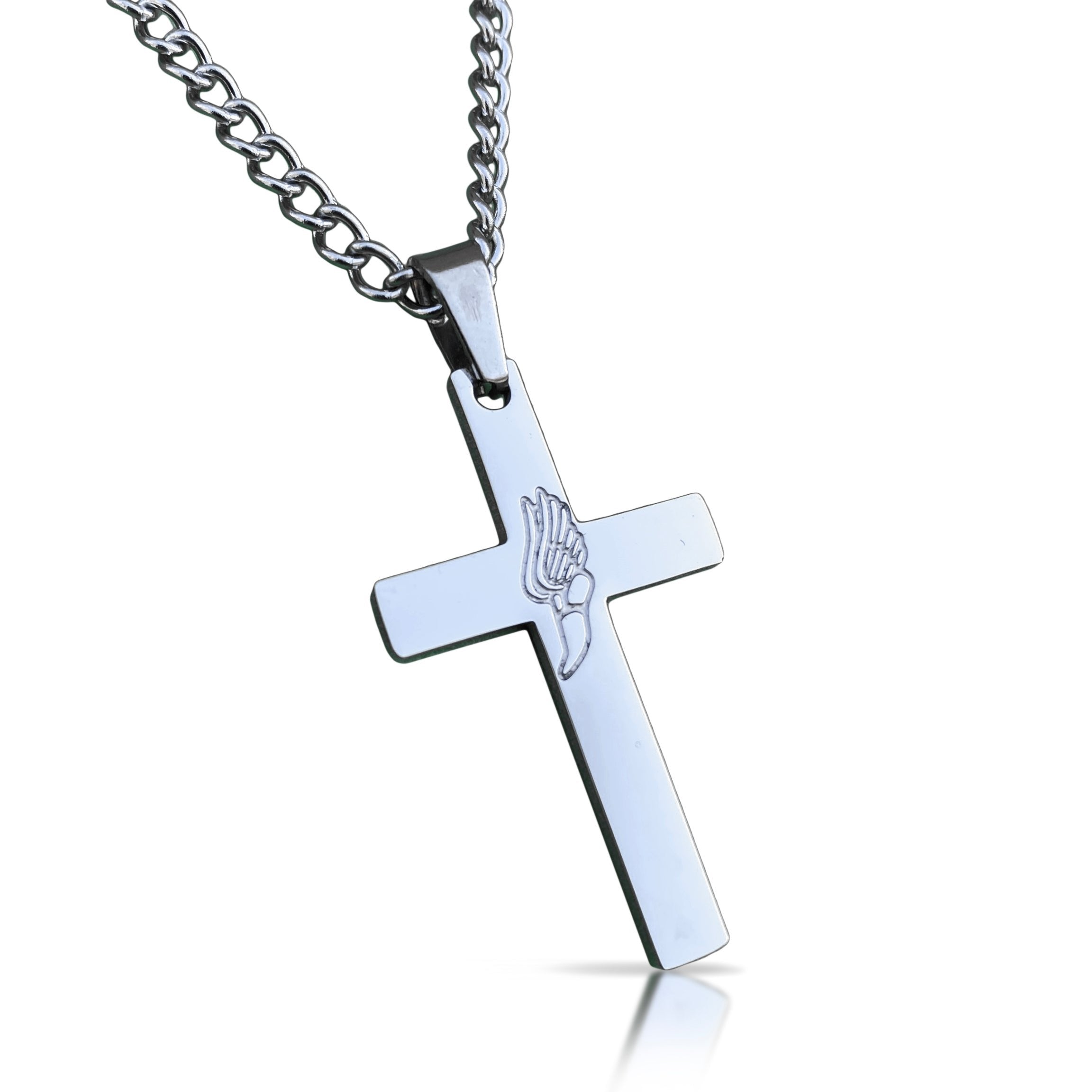 Track & Field Cross Pendant Necklace - Stainless Steel