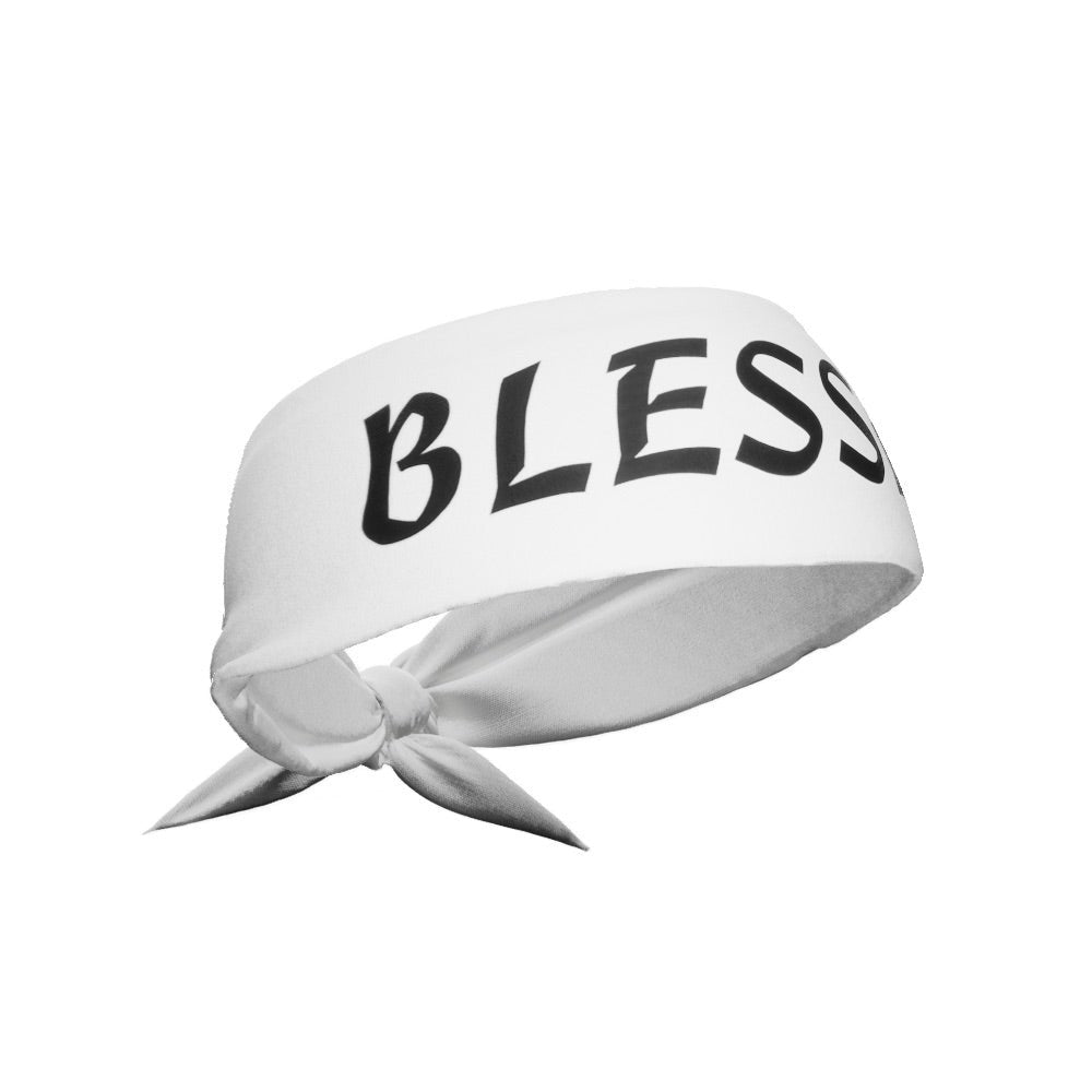 White BLESSED Tie Headband