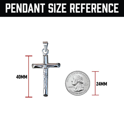 Pro Crucifix Pendant Pendant With 6mm Cuban Link Chain Necklace - Stainless Steel