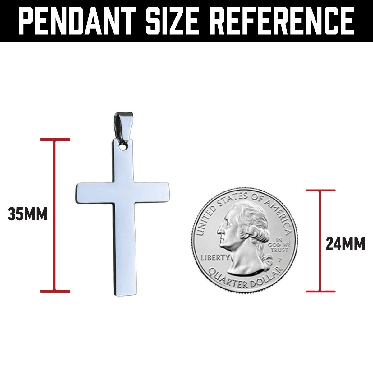 Tennis Cross Pendant Necklace - Stainless Steel