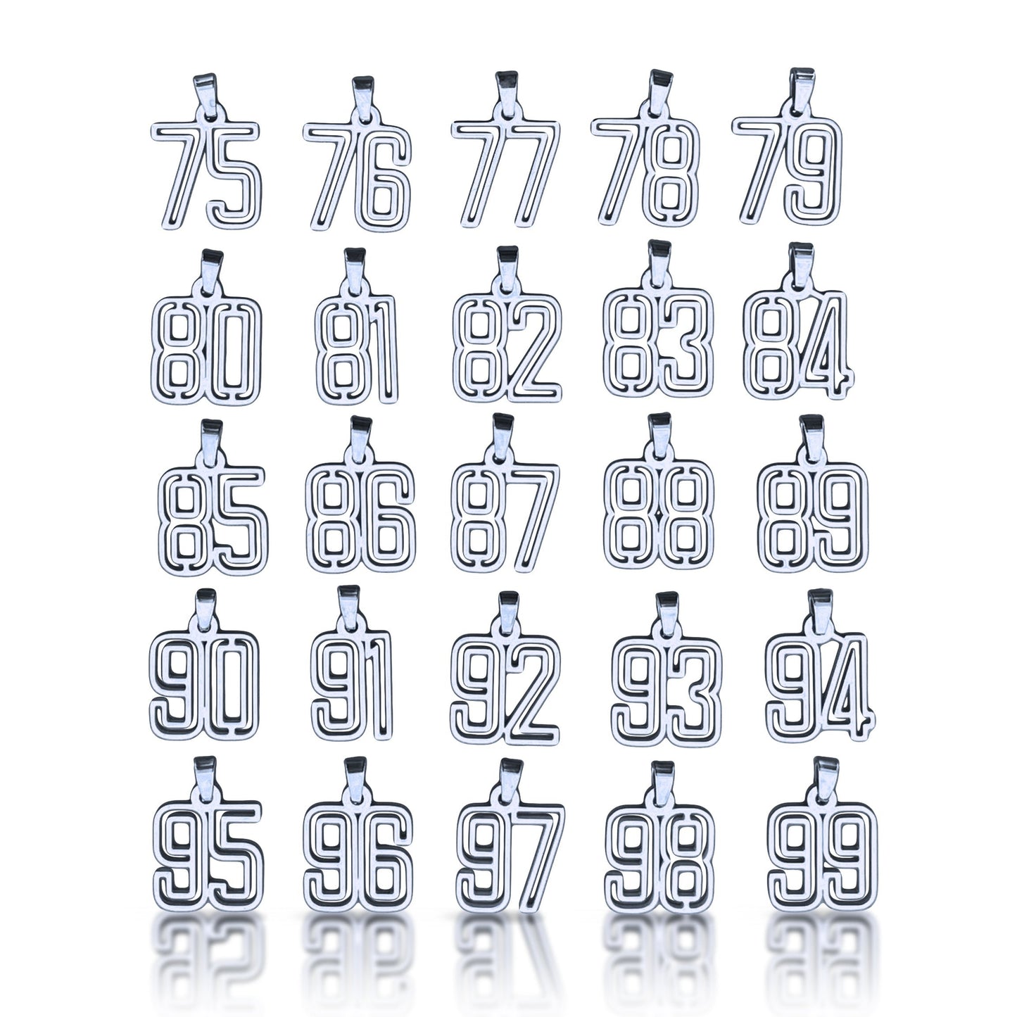 Varsity Number Pendant With Chain Necklace - Stainless Steel