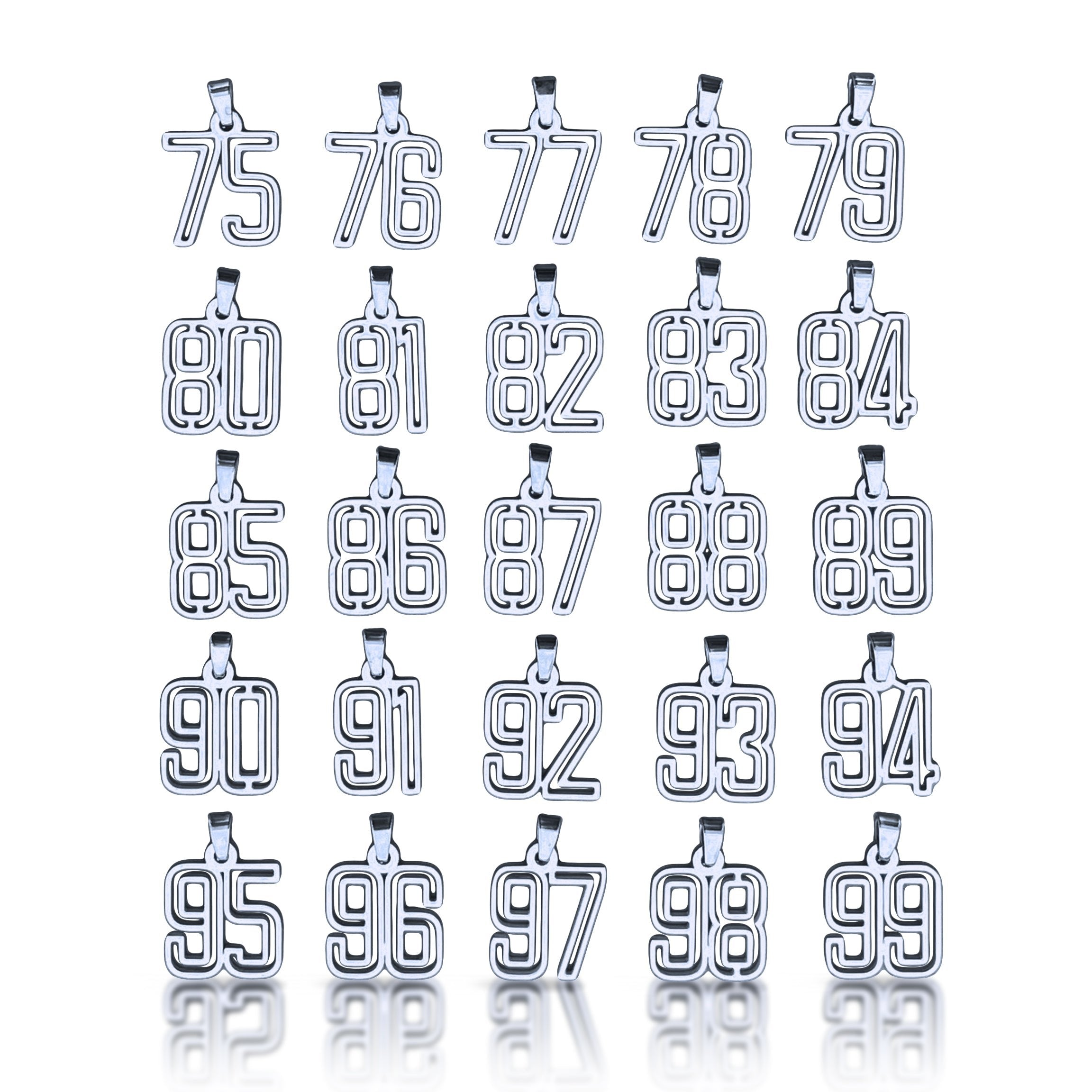 Varsity Number Pendant Necklace - Stainless Steel