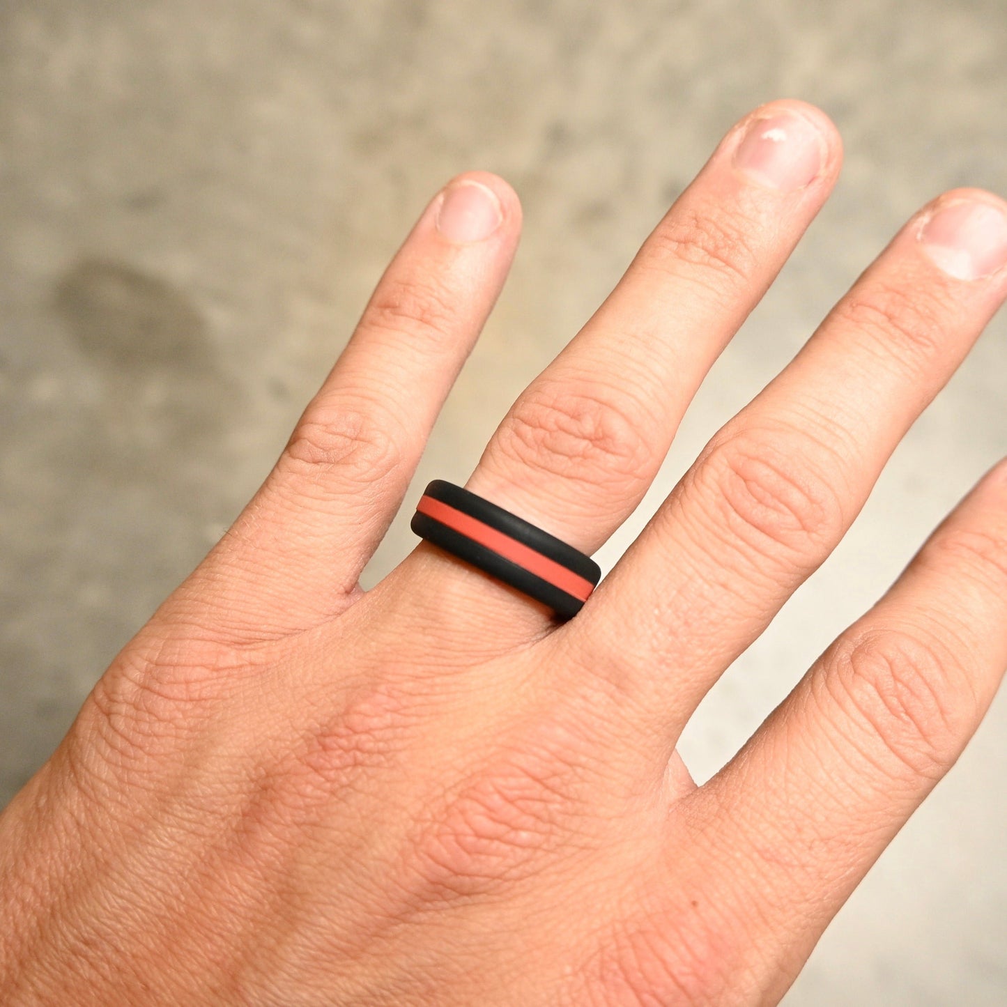 Thin Red Line Silicone Ring