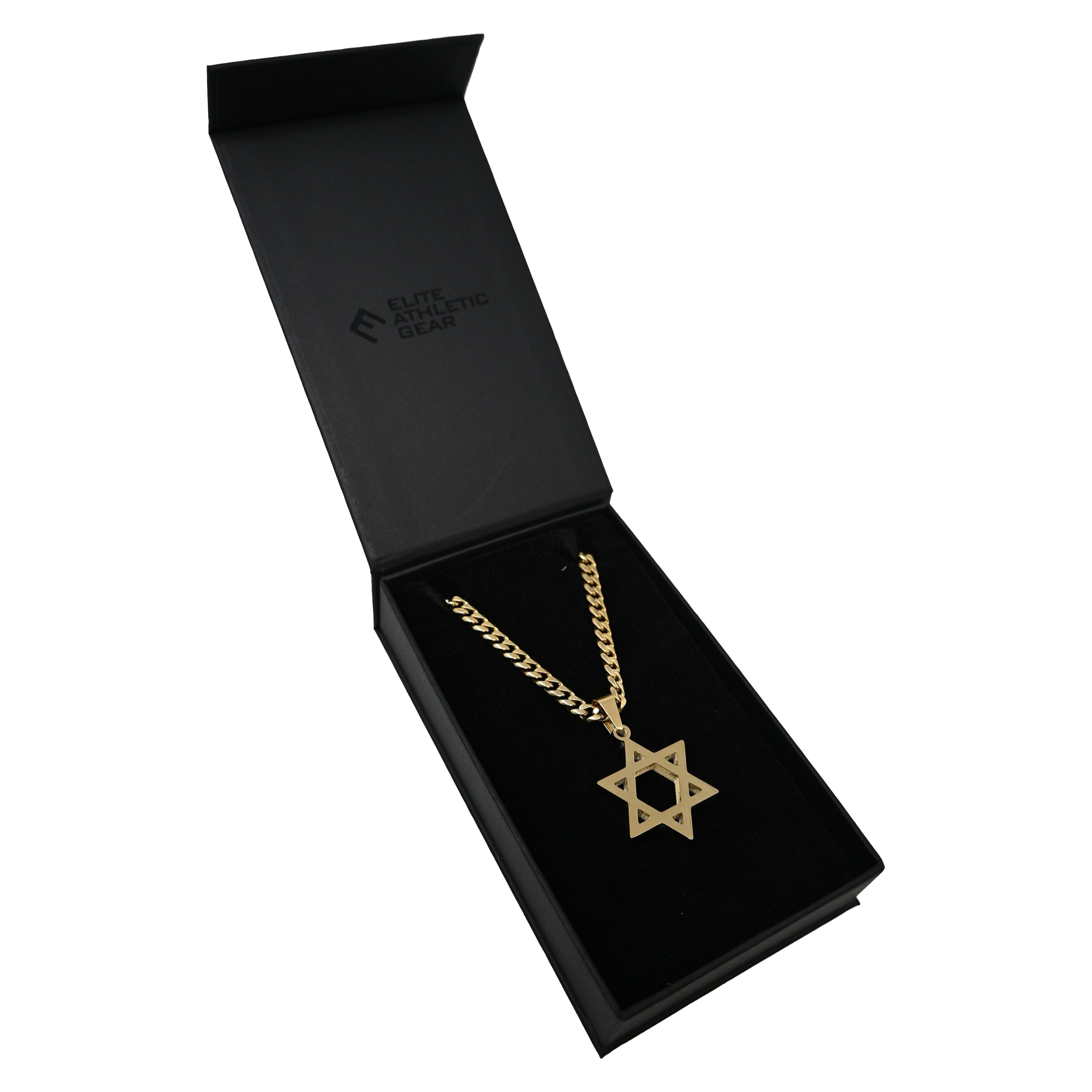 Pro Star of David Pendant Necklace - 14K Gold Plated Stainless Steel