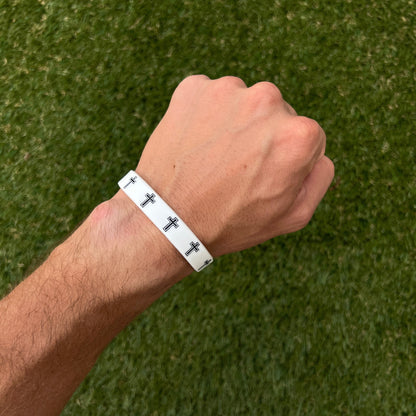 Faith Cross White Wristband