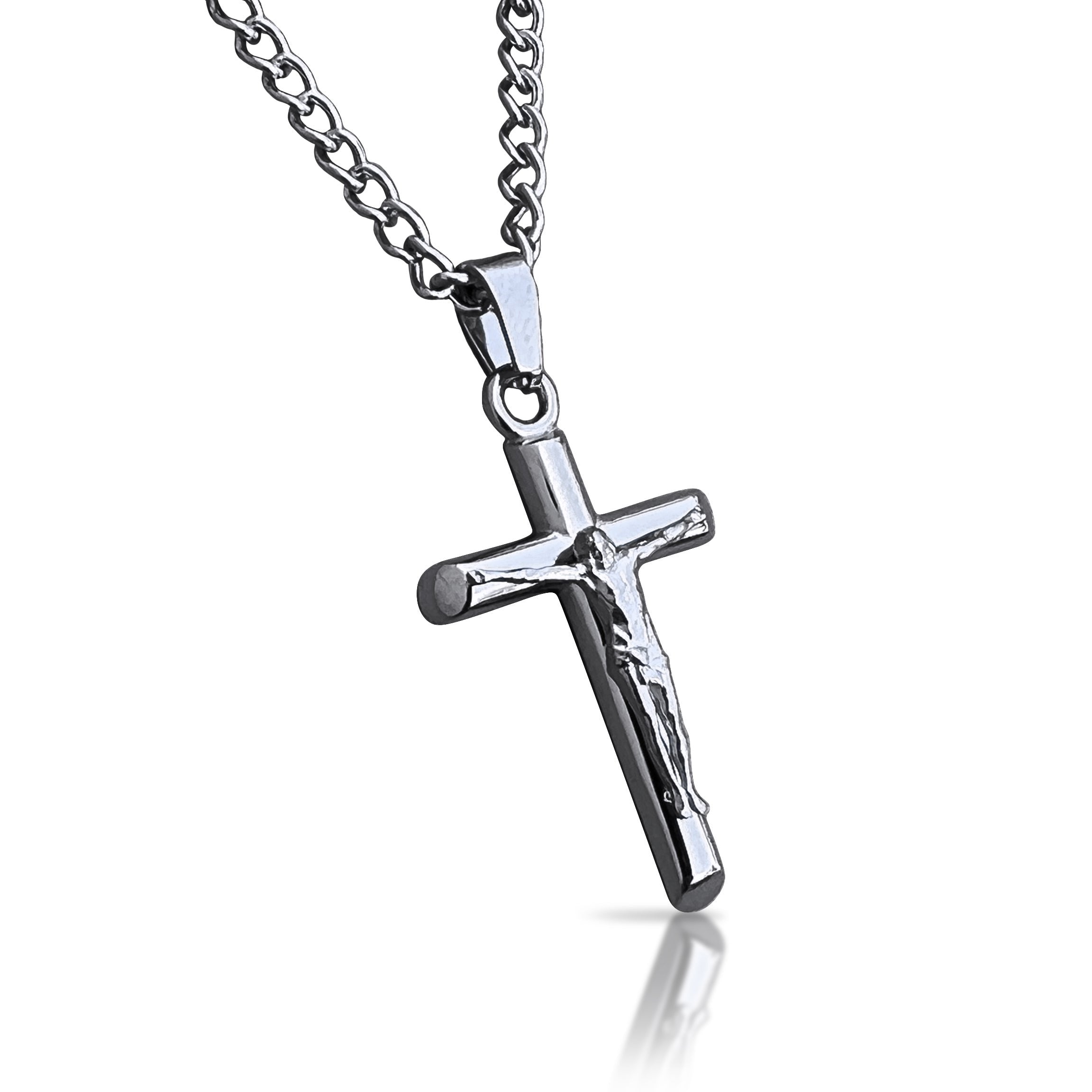Crucifix Pendant Necklace - Stainless Steel