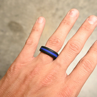 Thin Blue Line Silicone Ring