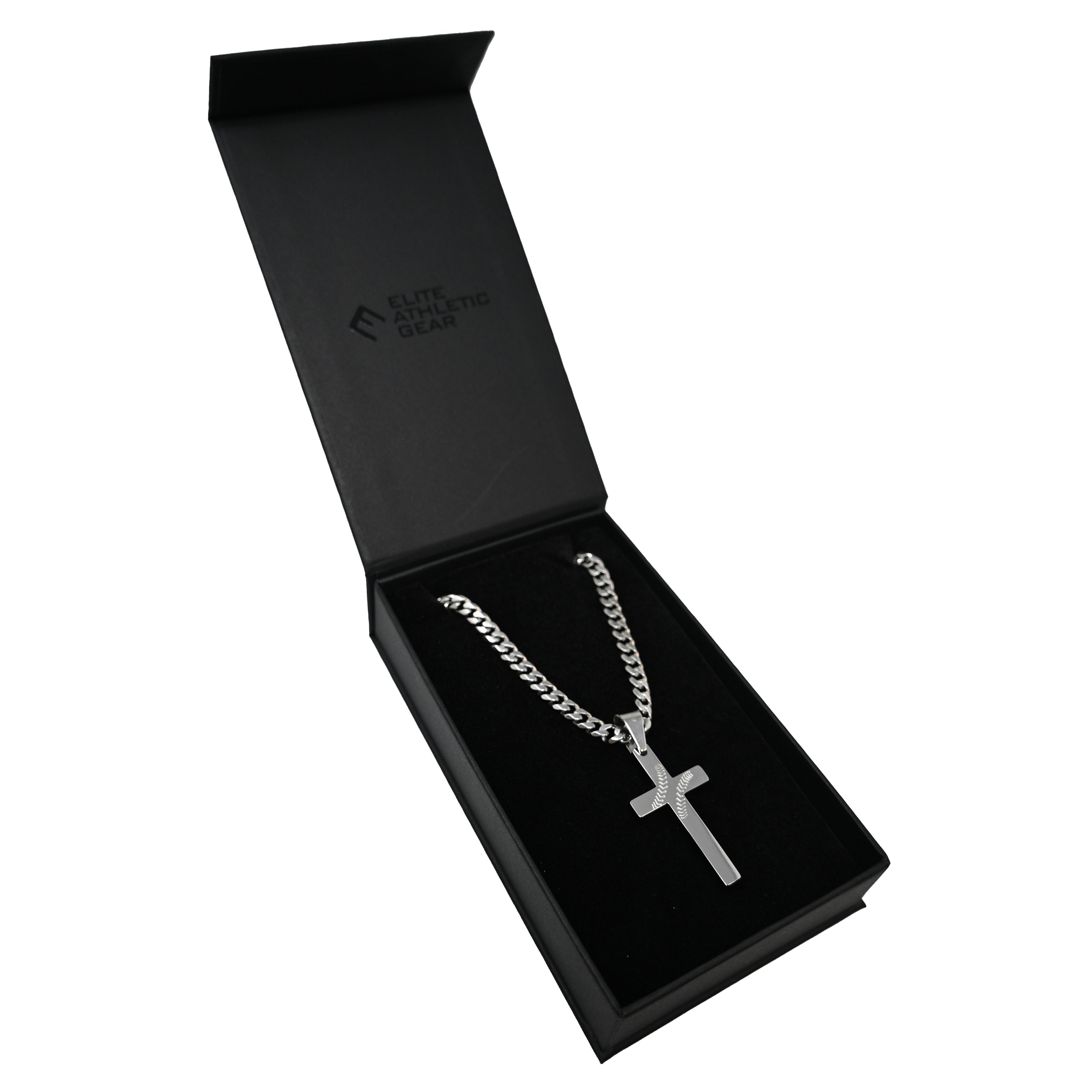 Pro Baseball Cross Pendant Necklace - Stainless Steel