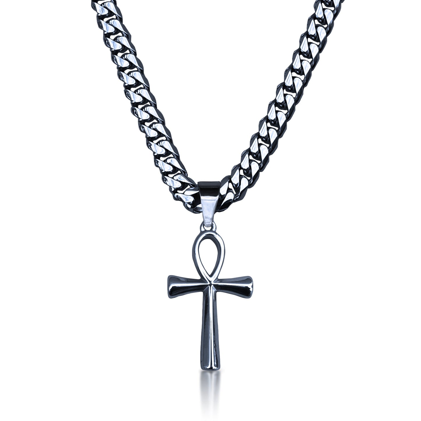 Pro Ankh Pendant With 6mm Cuban Link Chain Necklace - Stainless Steel