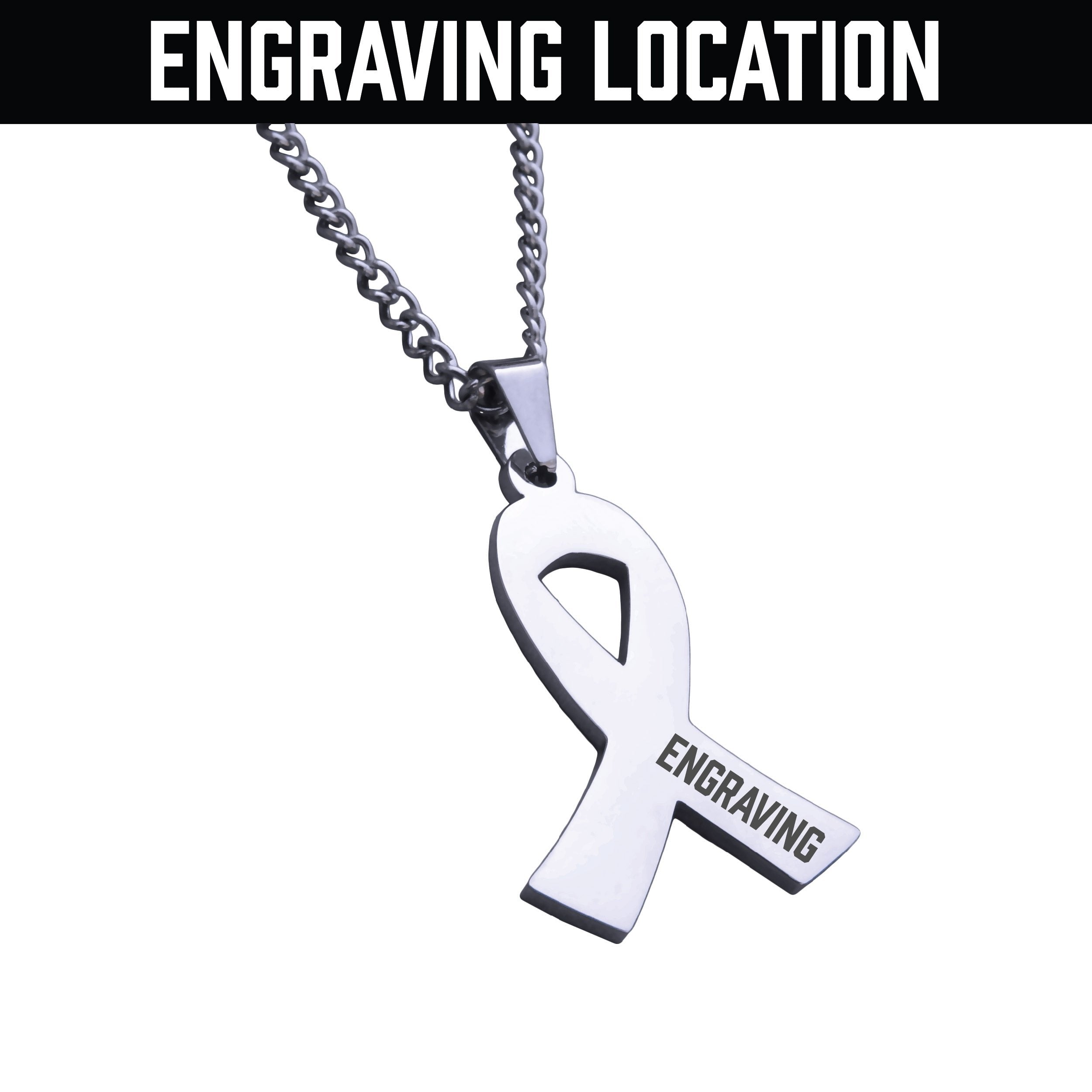 Cancer Ribbon Pendant Necklace - Stainless Steel