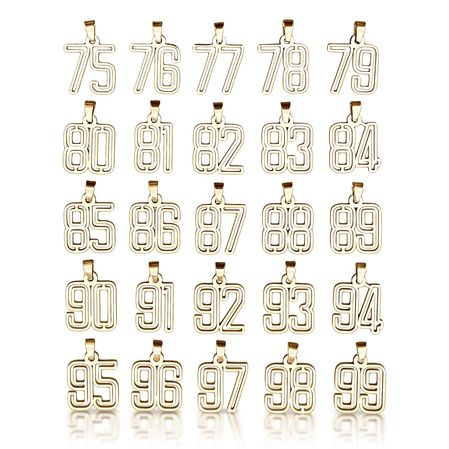 Varsity Number Pendant With Chain Necklace - 14K Gold Plated Stainless Steel