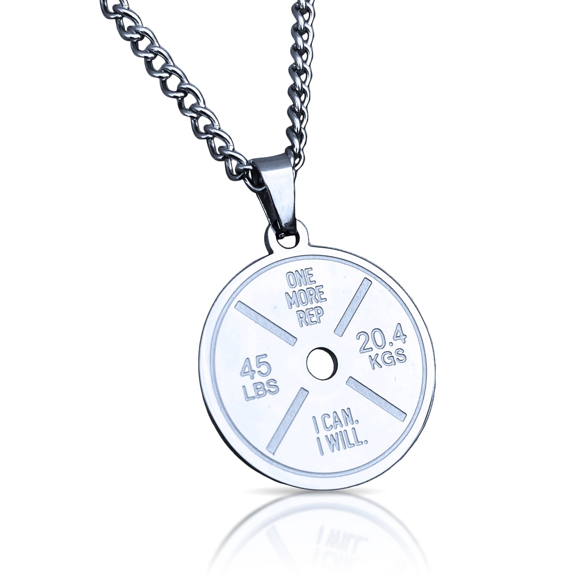 Barbell Plate Pendant With Chain Necklace - Stainless Steel