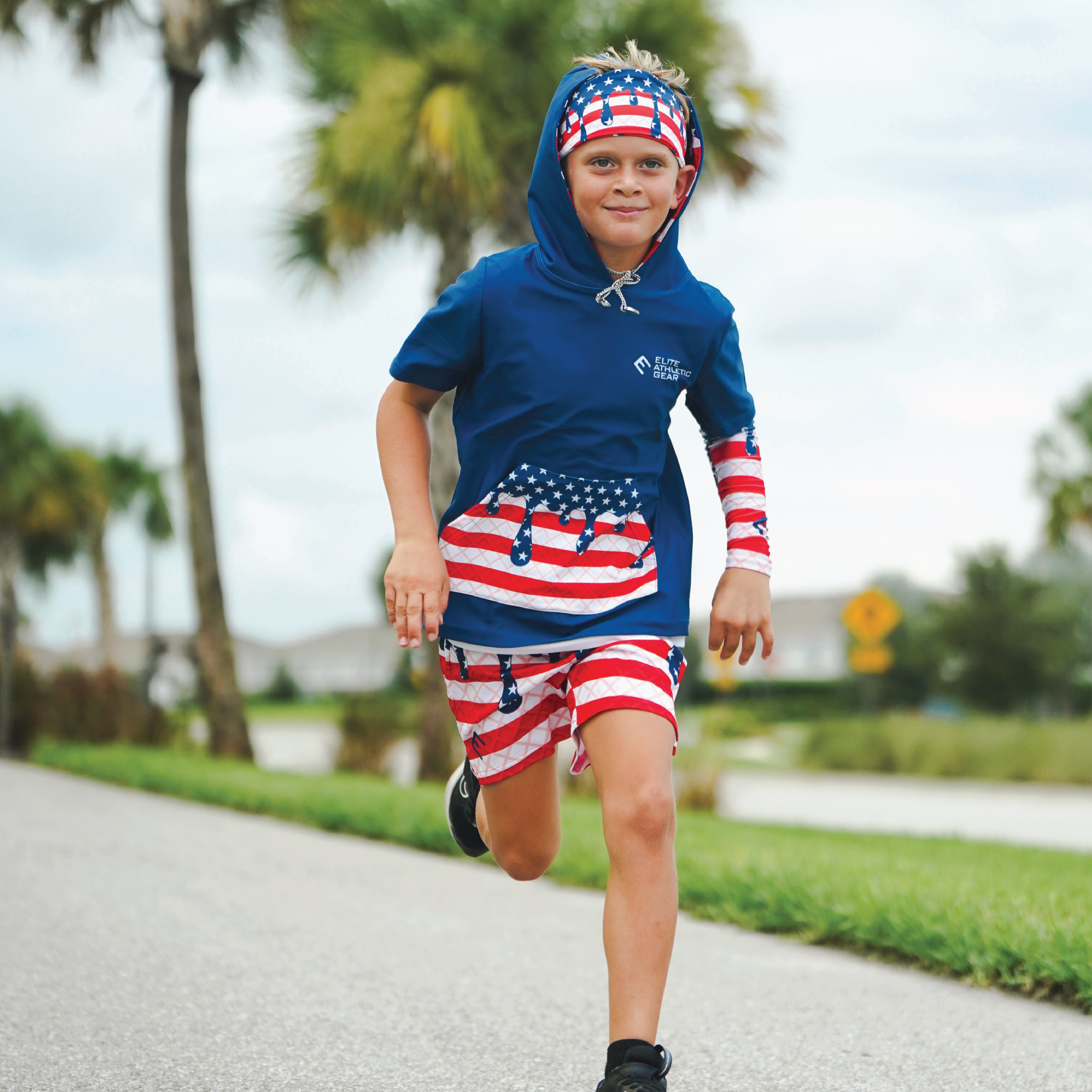 USA Flag Ice Cream Short Sleeve Hoodie