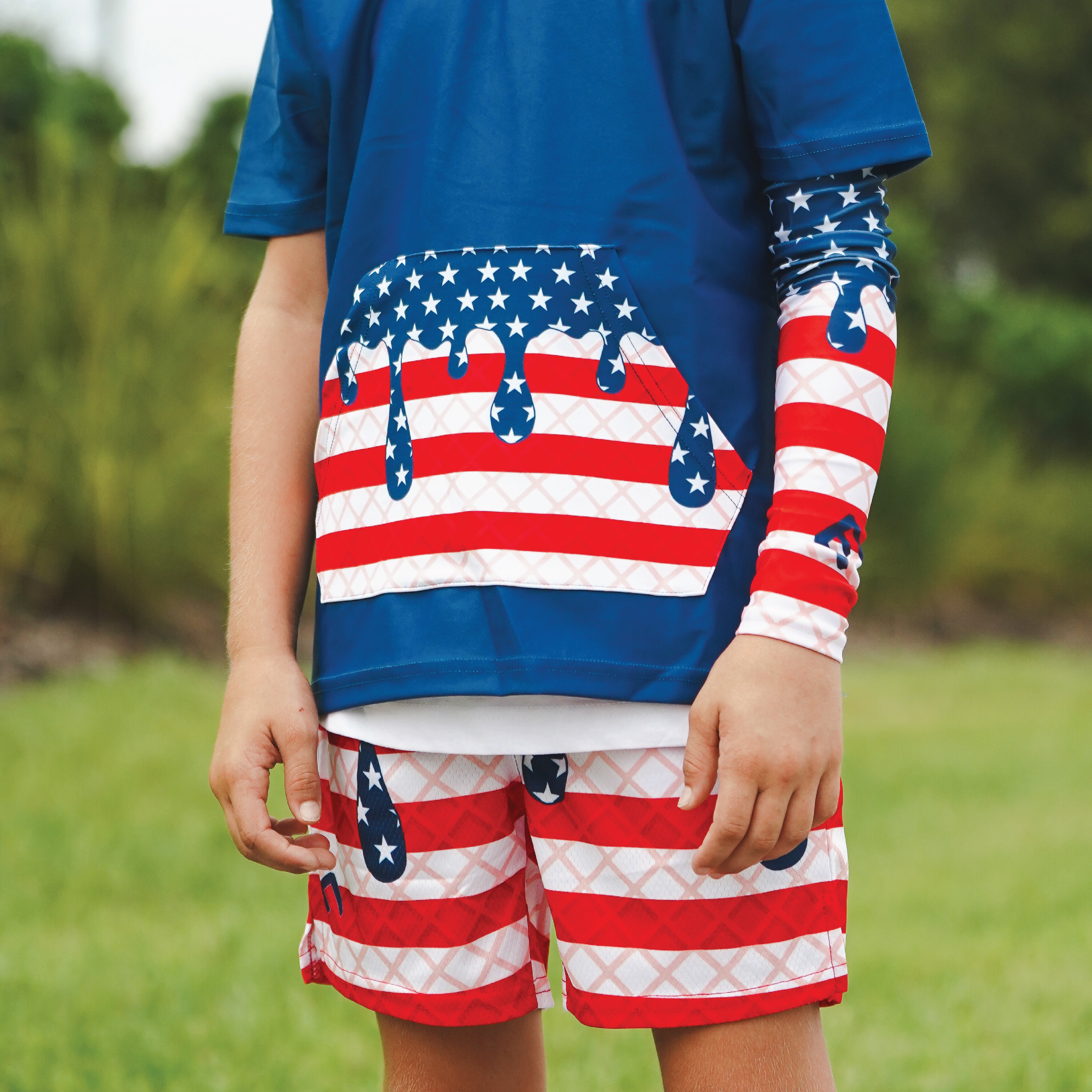 USA Flag Ice Cream Short Sleeve Hoodie