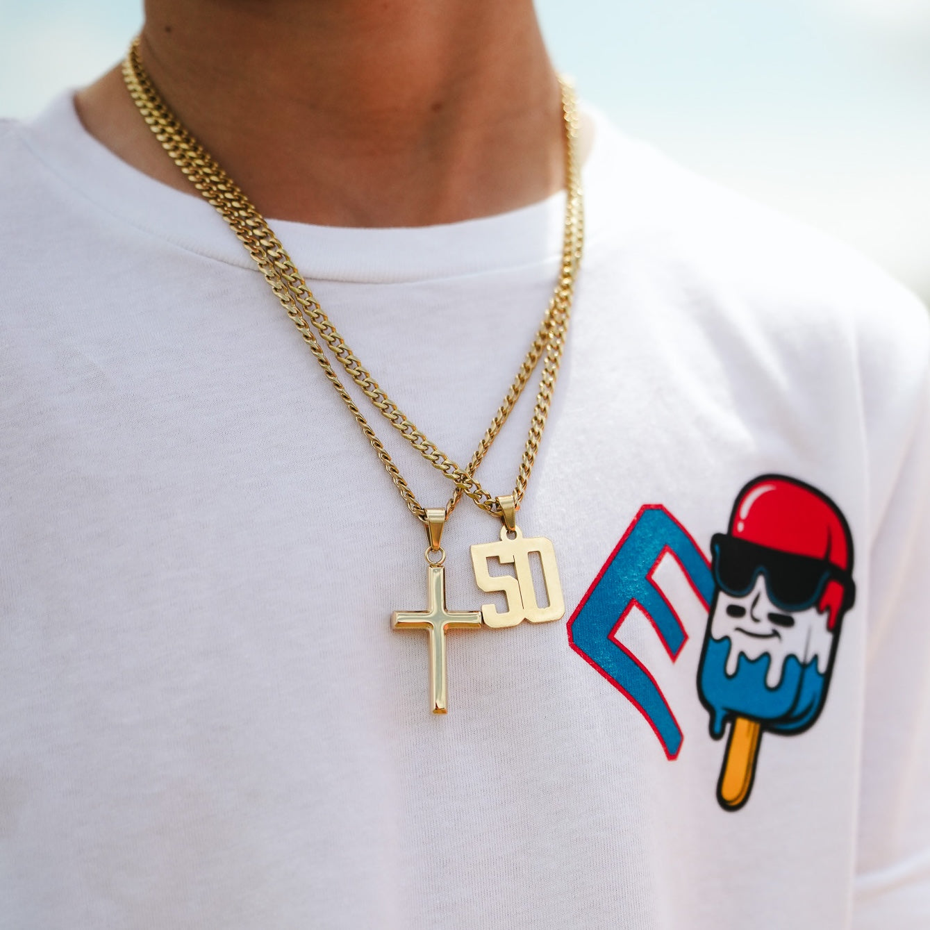 Pro Cross Pendant Necklace - 14K Gold Plated Stainless Steel