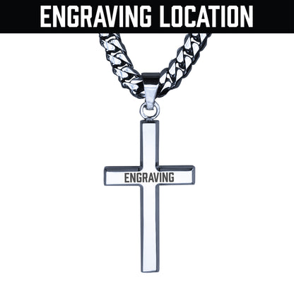 Pro Cross Pendant With 6mm Cuban Link Chain Necklace - Stainless Steel