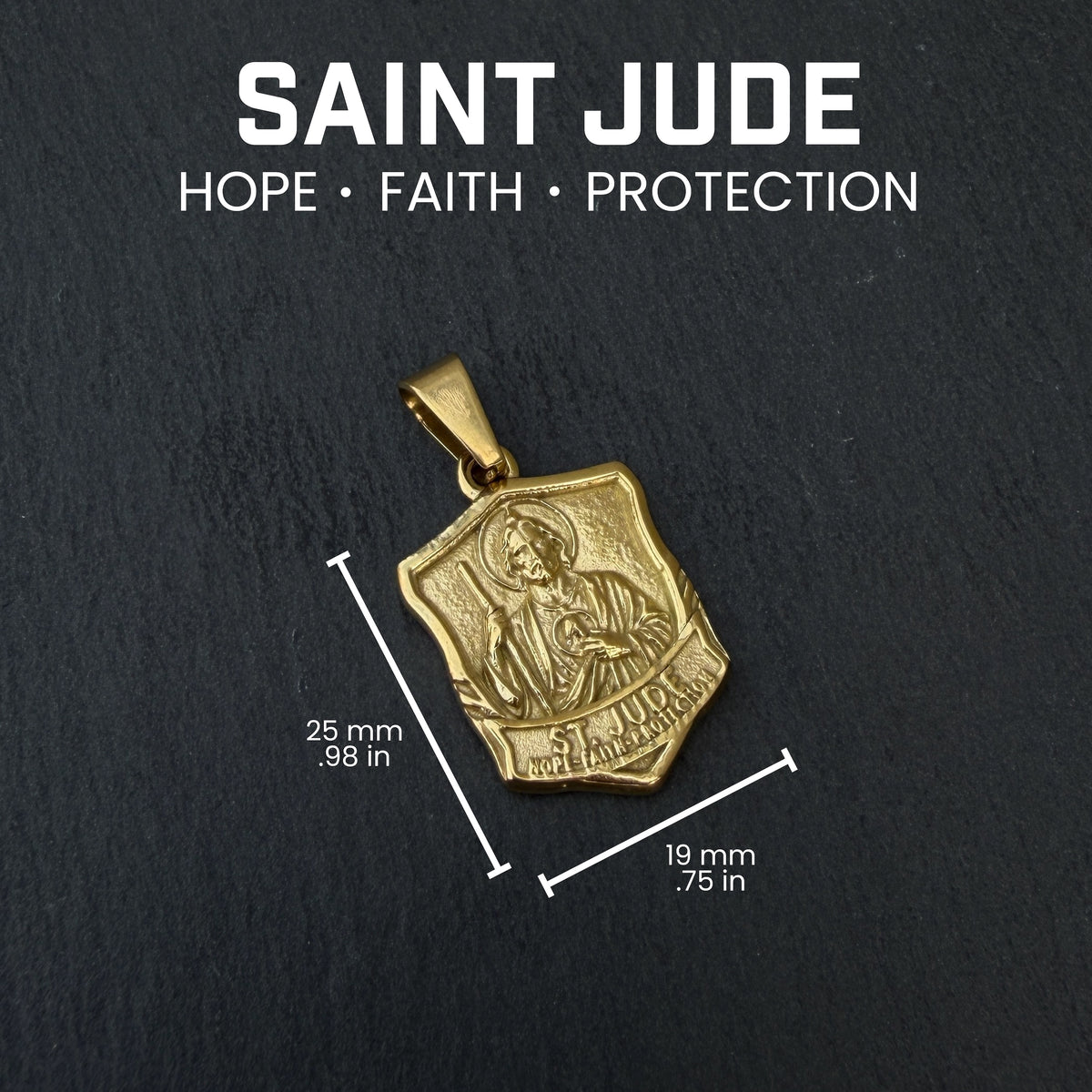 Pro Saint Jude Pendant Necklace - 14K Gold Plated Stainless Steel