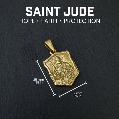 Pro Saint Jude Pendant Necklace - 14K Gold Plated Stainless Steel