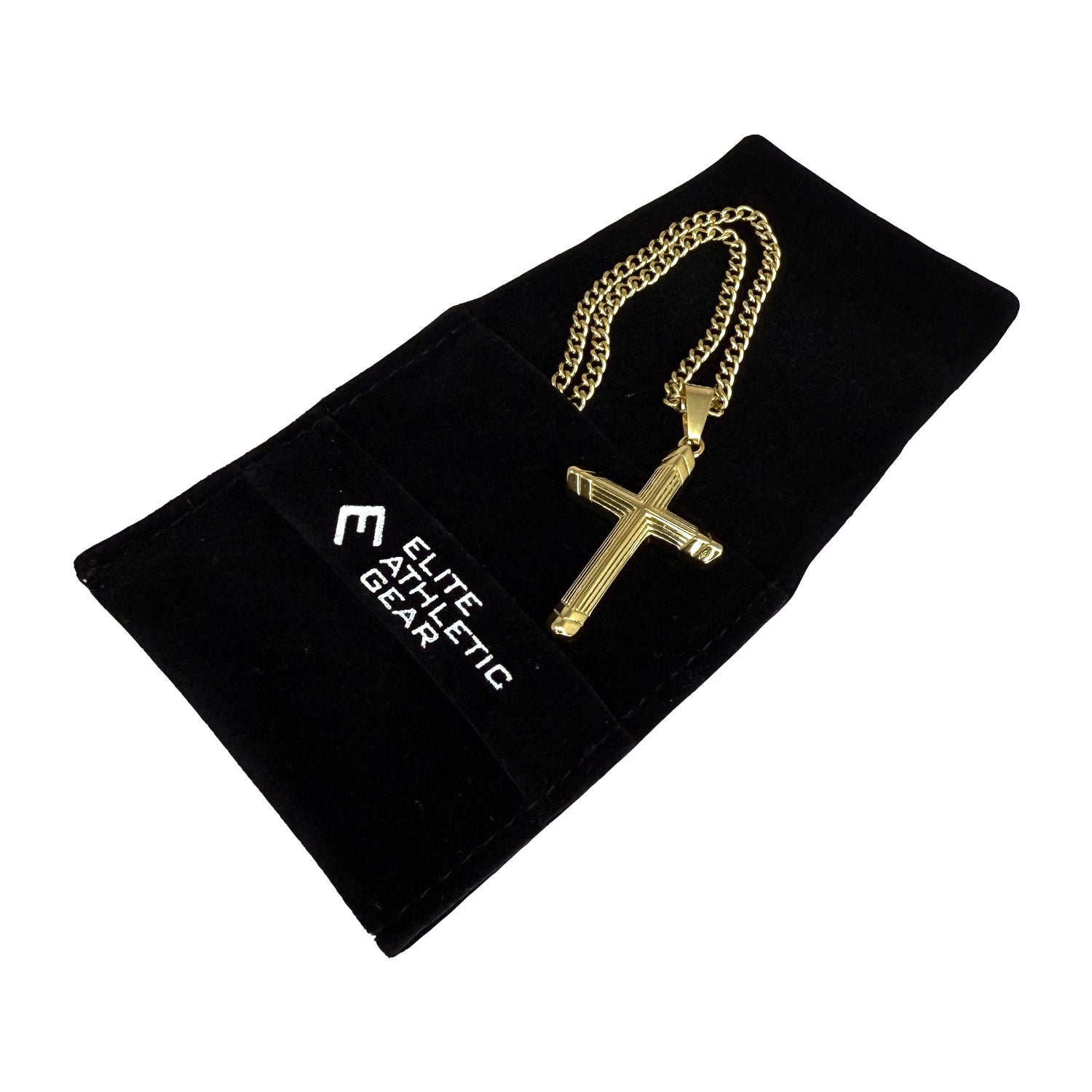 Valor Cross Pendant Necklace - 14K Gold Plated Stainless Steel