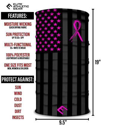 Shadow USA Flag - Breast Cancer Awareness Multi-Use Face Bandana