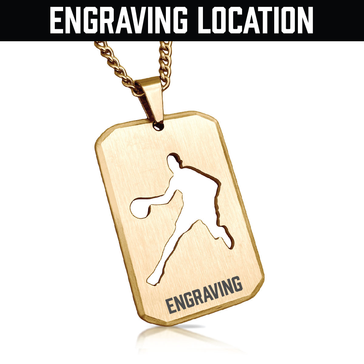 Basketball Cut Out Pendant With Chain Necklace - 14K Gold Plated Stainless Steel