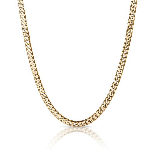 6mm Cuban Link Chain Necklace - 14K Gold Plated Stainless Steel