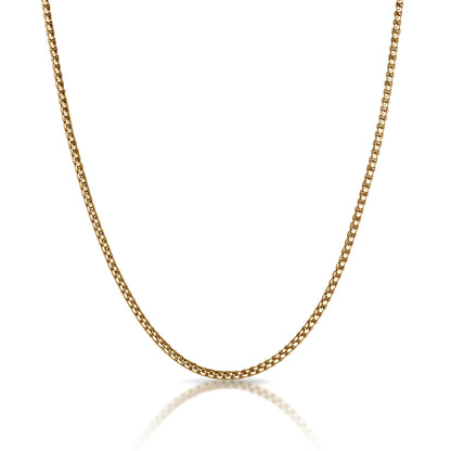 Box Chain Necklace - 14K Gold Plated Stainless Steel