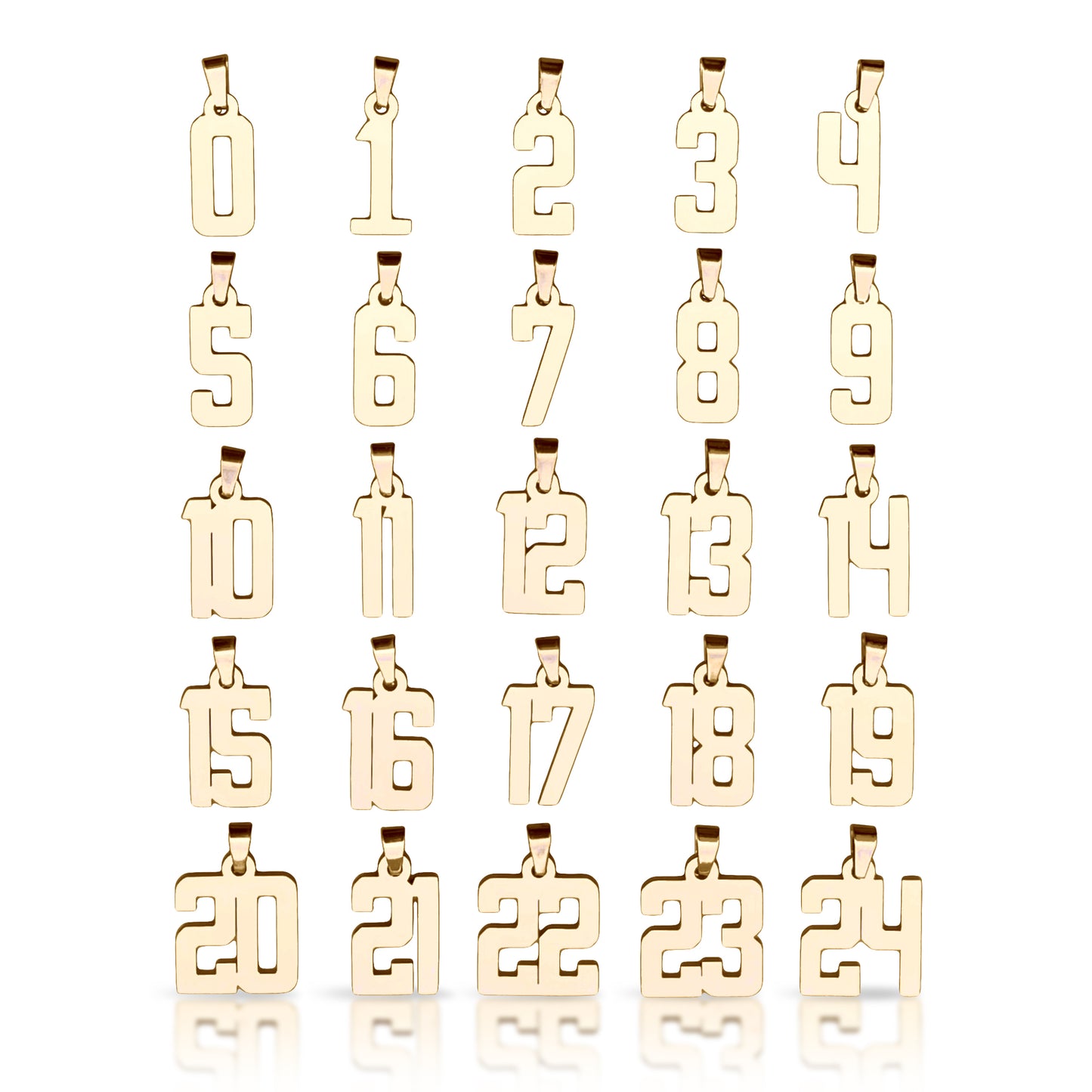 Number Pendants (Pendant Only) - 14K Gold Plated Stainless Steel
