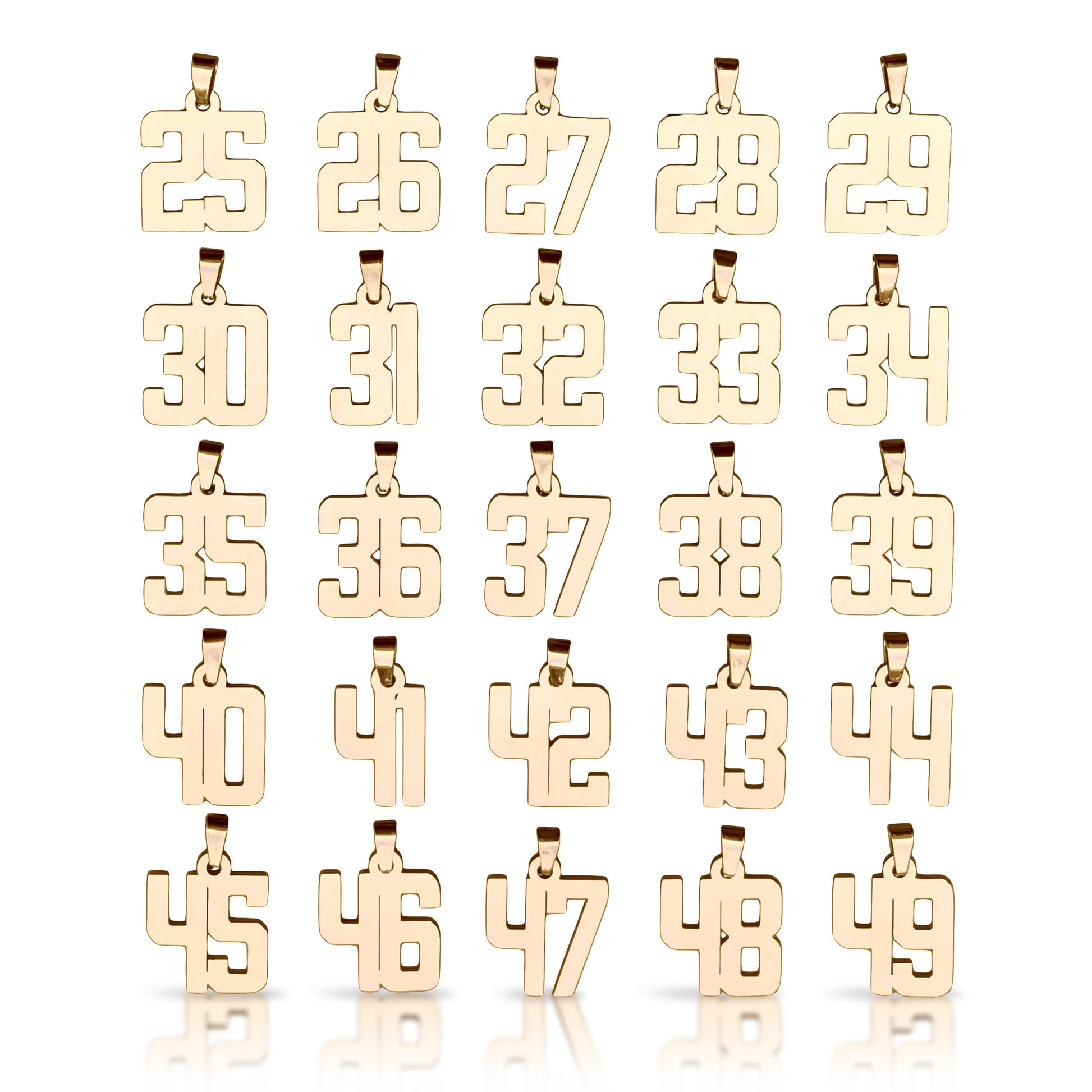 Number Pendants (Pendant Only) - 14K Gold Plated Stainless Steel