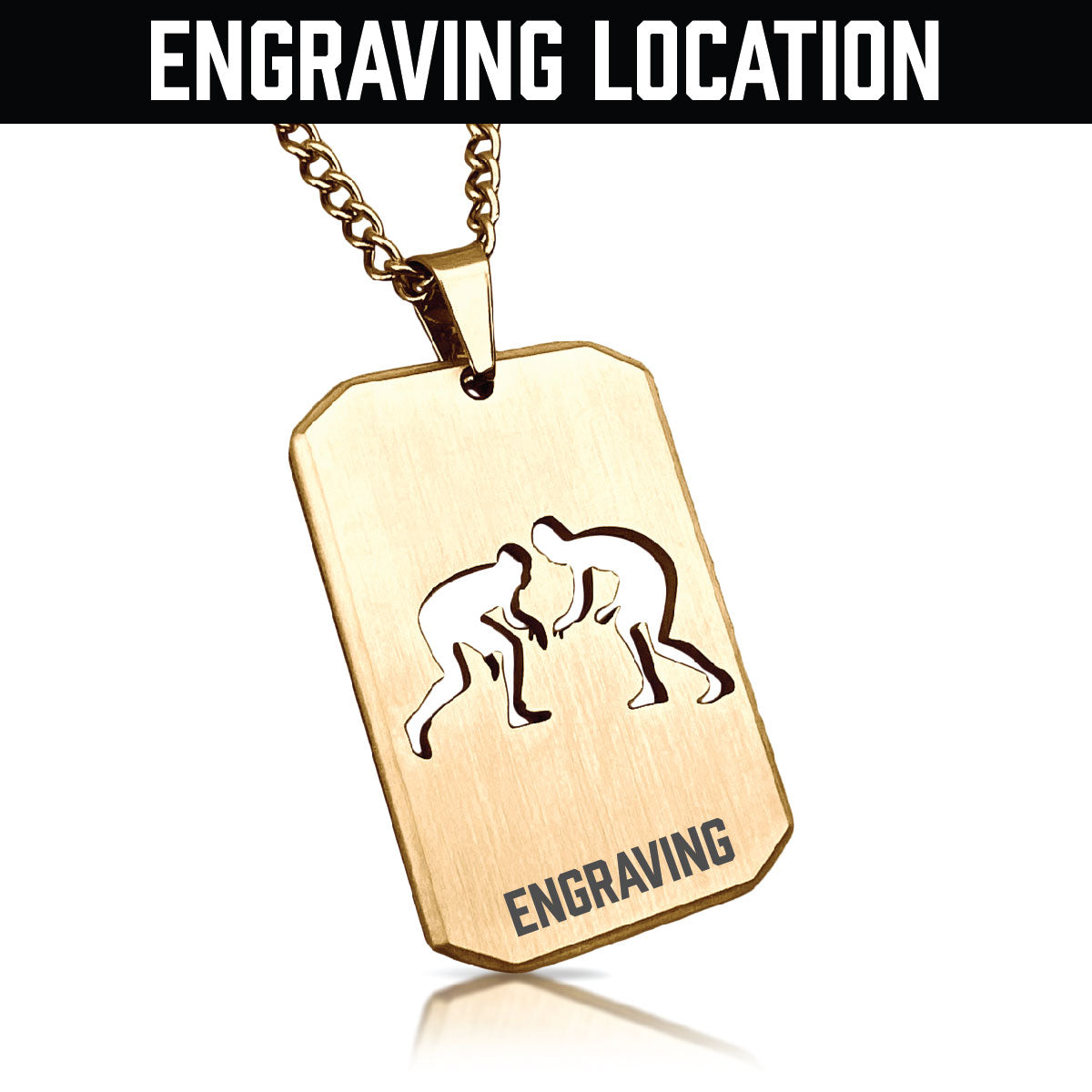 Wrestling Cut Out Pendant With Chain Necklace - 14K Gold Plated Stainless Steel