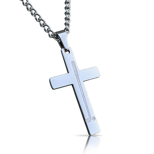 Golf Cross Pendant With Chain Necklace - Stainless Steel