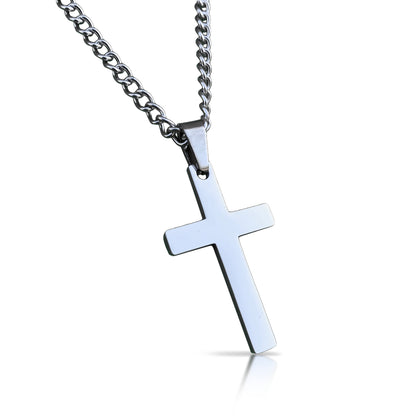 Cross Pendant With Chain Necklace - Stainless Steel