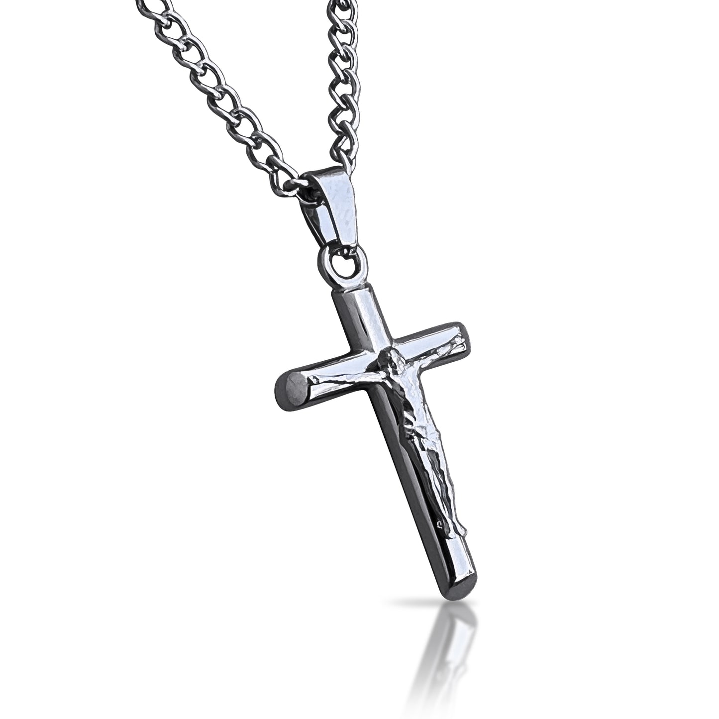 Crucifix Pendant With Chain Necklace - Stainless Steel