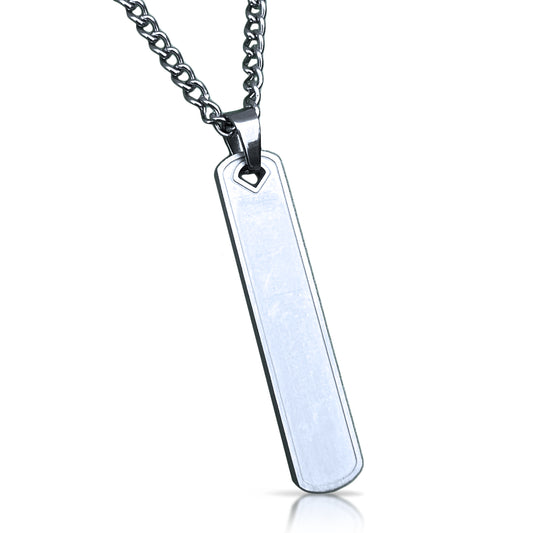 Bar Pendant With Chain Necklace - Stainless Steel